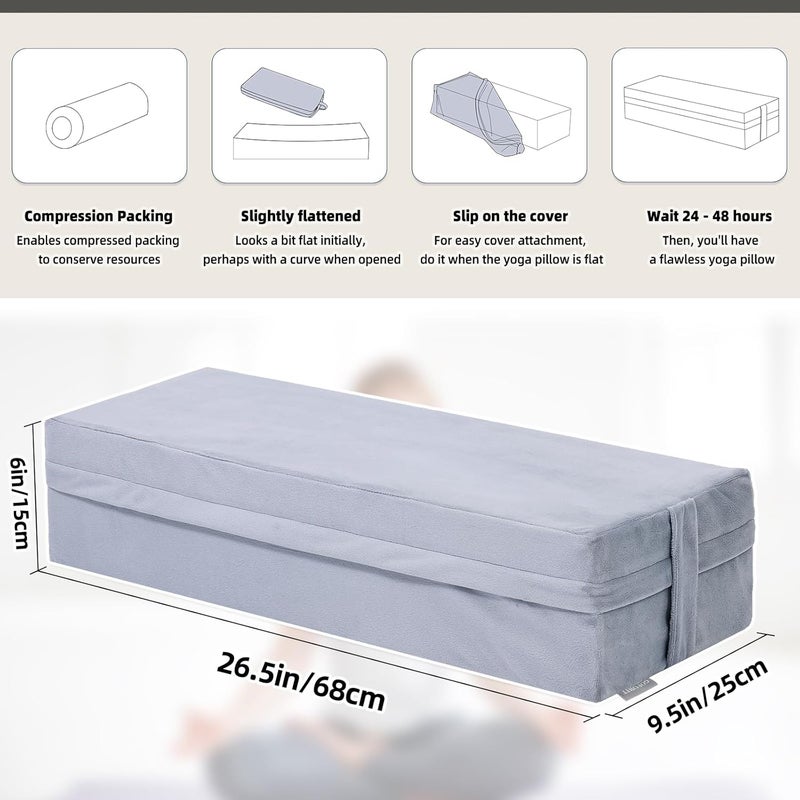 GOFORIT Yoga Bolster Pillow for Meditation and Support，Rectangular Meditation Pillow for Restorative Yoga，26.5"X9.5" X6" - Image 3